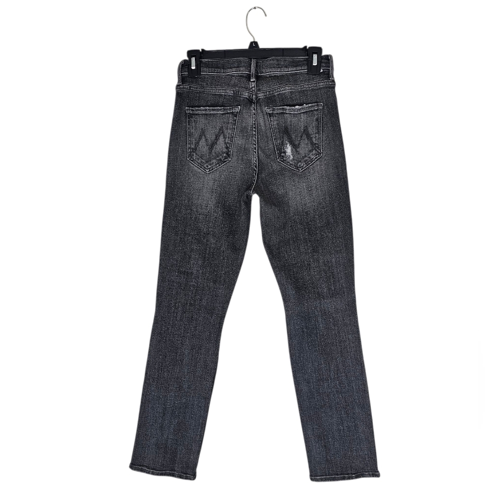 MOTHER Mid Rise Dazzler‎ Ankle Straight Leg Black Distressed Jeans 27 Preowned - Picture 2 of 11